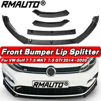 3pcs carbon fiber lookblack car front bumper splitter lip spoiler diffuser protector cover guard for vw for golf mk7 2014 2017