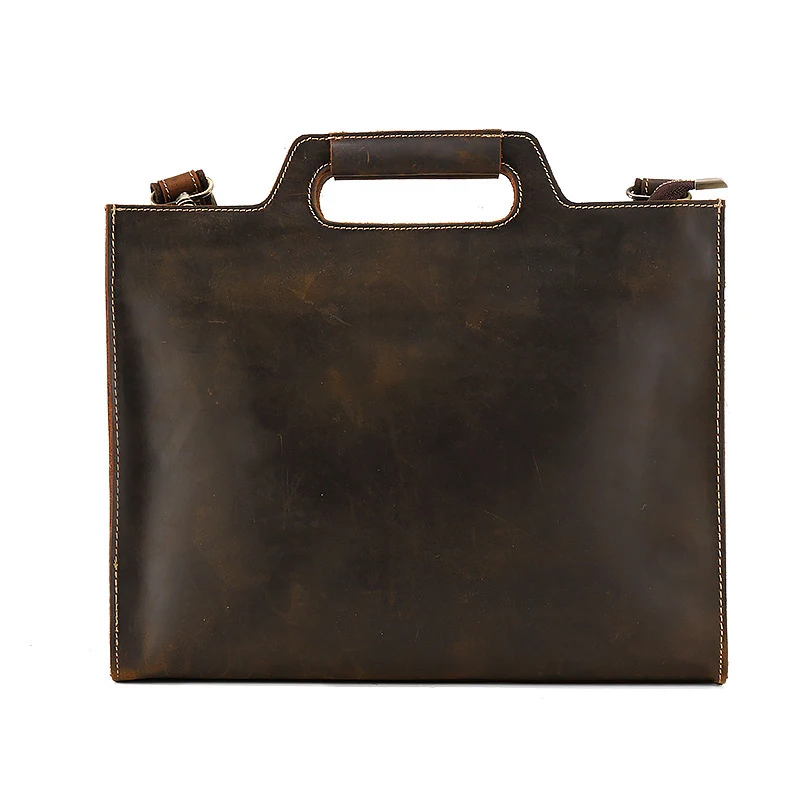 

Handmade Genuine Leather Document Bag Nature Cowhide File Organizer Folder Business Office Supplies