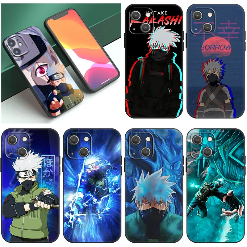 Чехол для телефона с рисунком аниме Kakashi Hatake Uchiha для Apple iPhone 14 13 12 Mini 11 Pro XR X XS MAX 6S 7 8 Plus SE 2020 2022 дюймов, черный чехол