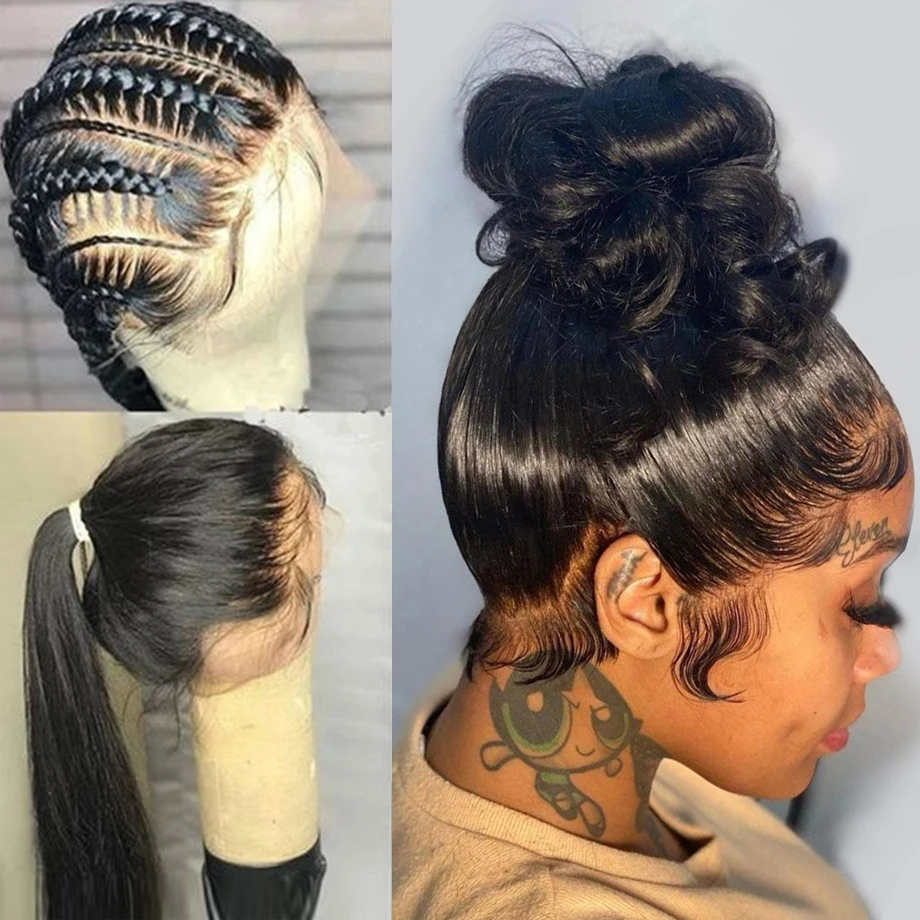

360 HD Transparent Lace Front Human Hair Wigs For Women PrePlucked Raw Indian Hair Straight 13x6 Lace Frontal Wig Sale Despacito