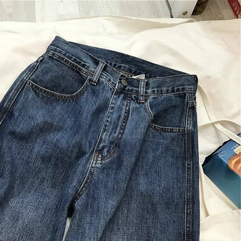 

Vintage Blue High Waist Women Jeans Gradient American Fashion Streetwear Wide Leg Jean Female Denim Trouser Baggy Denim Pants