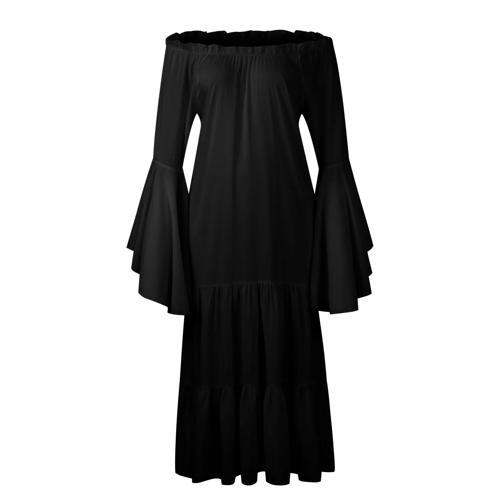 

Женское винтажное однотонное платье с кружевным воротником, платье с длинным рукавом для косплея, платье для Хэллоуина, женское платье в европейском средневековом стиле с вампиром