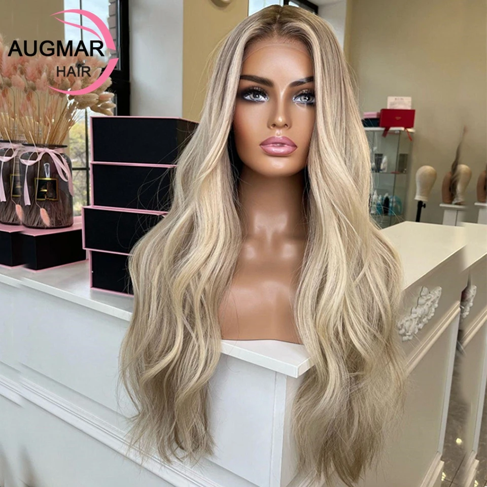 Фото Предварительно выщипанный парик 13x6 Body Wave Lace Front Wig Пепельно-русый мелированный парик из человеческих волос Прозрачный 13x4 360 Hd Кружевной фронтальный парик для женщин №3