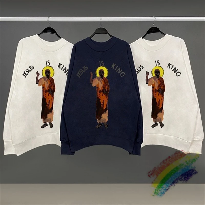 

Толстовка Kanye с изображением Уэста, Иисуса короля, для мужчин и женщин, 1:1, лучшее качество, графика с изображением Иисуса, 3D-печать логотипа, ...