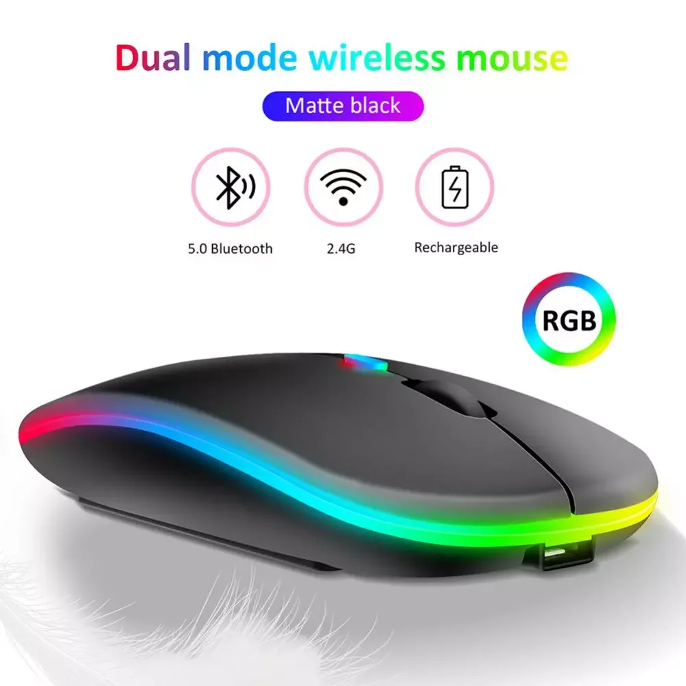 

New in Mouse with USB Rechargeable RGB Mouse for Computer Laptop PC Macbook Gaming Mouse Gamer 2.4GHz 1600DPI phone case powe
