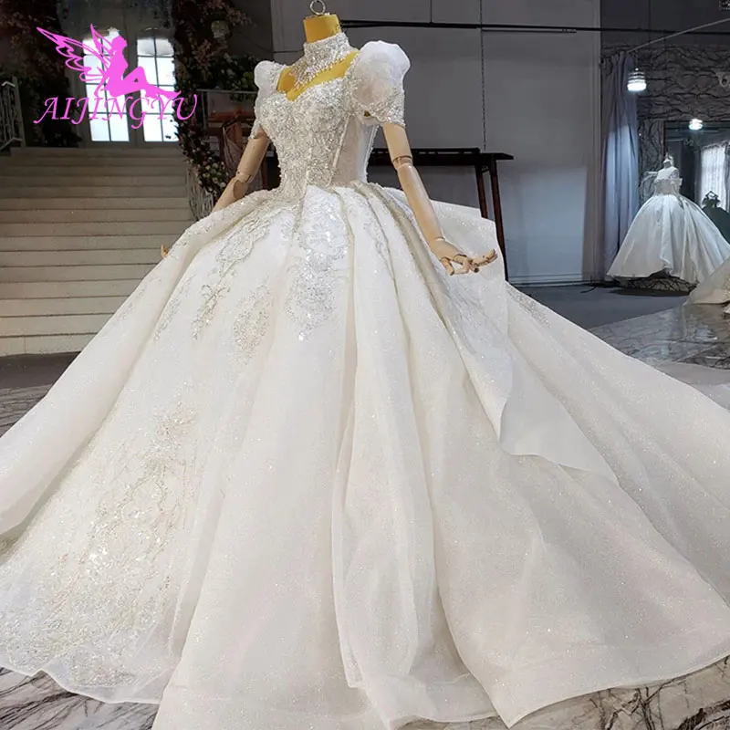 

AIJINGYU Modest Wedding Dresses With Lace Sleeves Ruffle Made In China Vintage Luxury Gown