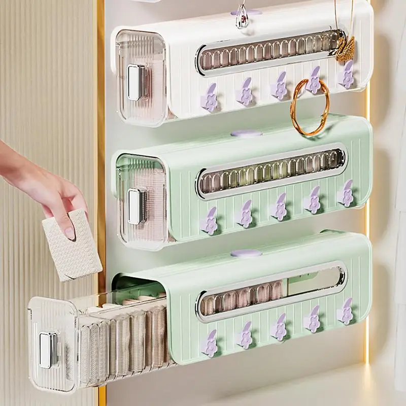 

Sock Underwear Drawer Organizer Wall Mounted Storage Box With Flower Hook Multipurpose Clothes Organizer With Removable Divider