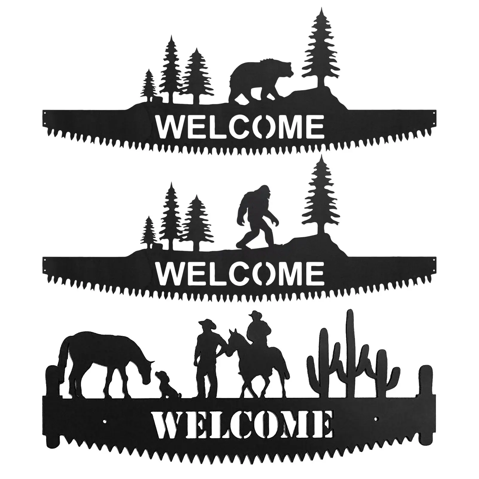 

Metal Wall Decor Animal Bear Saw Blade Indoor Outdoor Art Wall Welcome Sign Hand Saw Metal Art For Home Living Room Bedroom
