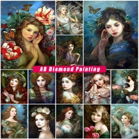 moriyuan 5d ab diamond painting girl butterfly cross stitch kits full square round diamond embroidery mosaic pictures home decor