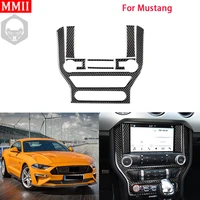 mmii carbon fiber center control cd panel frame decor cover trim sticker for ford mustang 2015 2022 car interior accessories