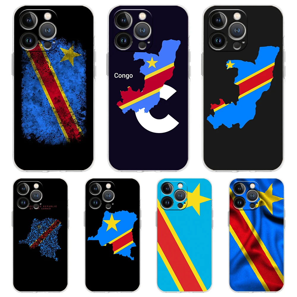 

Congo Democratic Republic Flag Case for iPhone 13 12 Pro Max Cover Soft for iPhone 11 Pro Max 7 8 Plus X XS XR SE2020 Shell