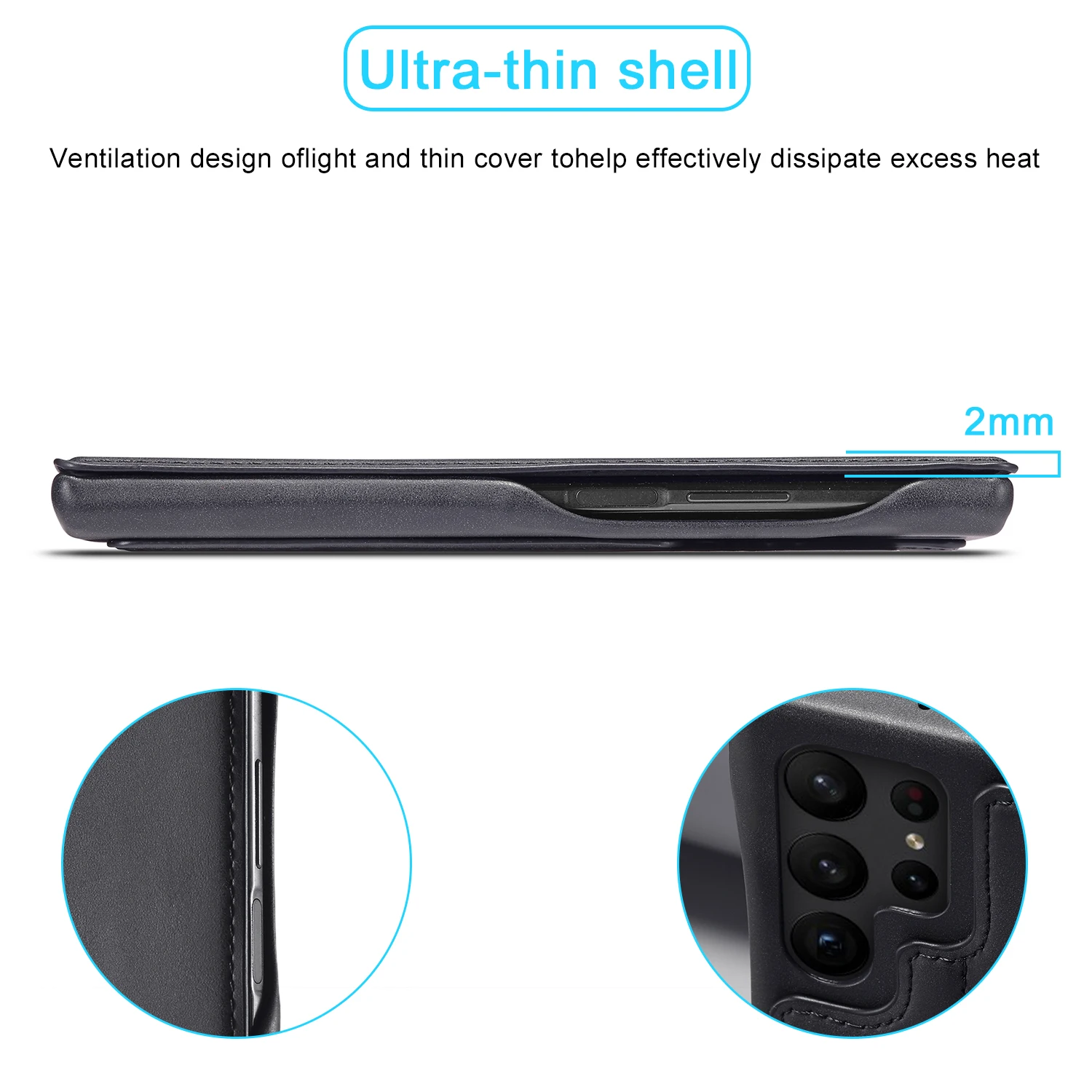 High Quality Leather Phone Case for Samsung Galaxy S23 S22 S21 Ultra S20 FE S10e S9 Plus Note 20 10 9 Thin Magnetic Flip Cover