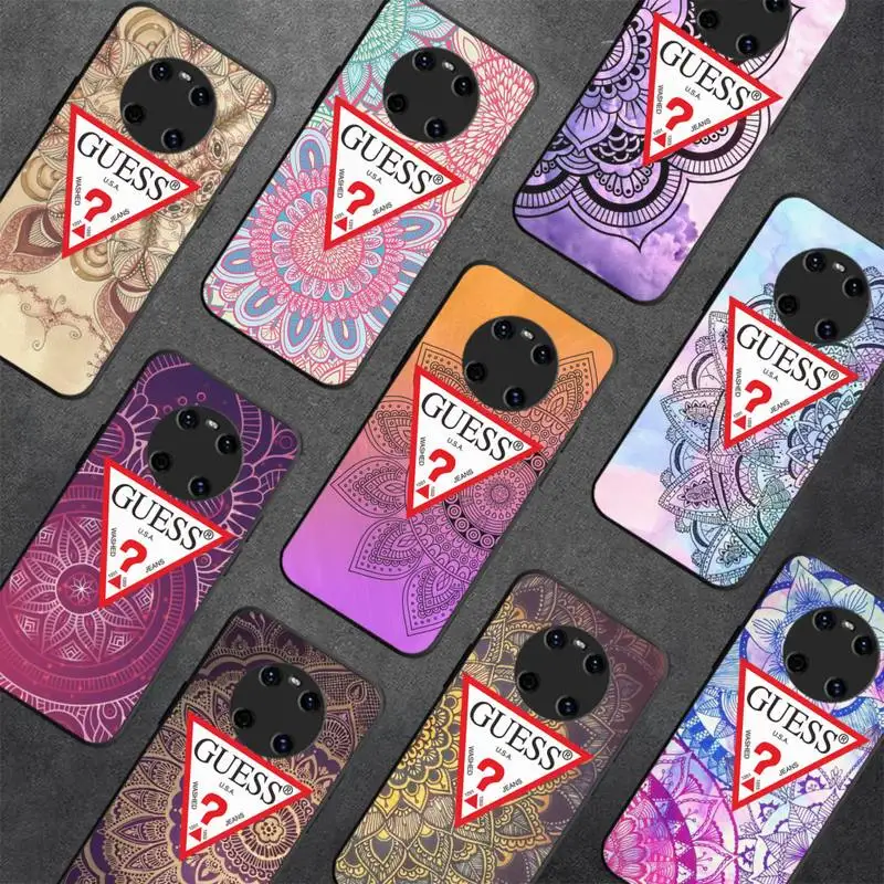 

Fashion Brand Guess Mandala Flower Totem Phone Case For Huawei Y5 Y62019 Y52018 Y92019 funda case for 9prime2019