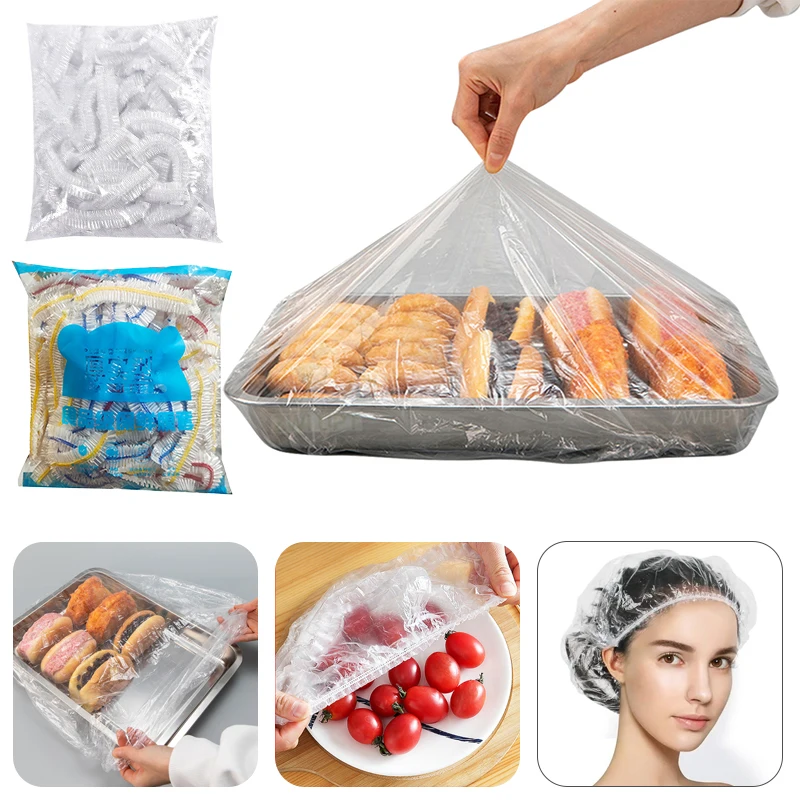 

Fresh Food Cover Wrap Disposable Dust Bowls Grade Shower Headgear Food Shoe Plastic Food Lids Elastic Saver Caps Cover