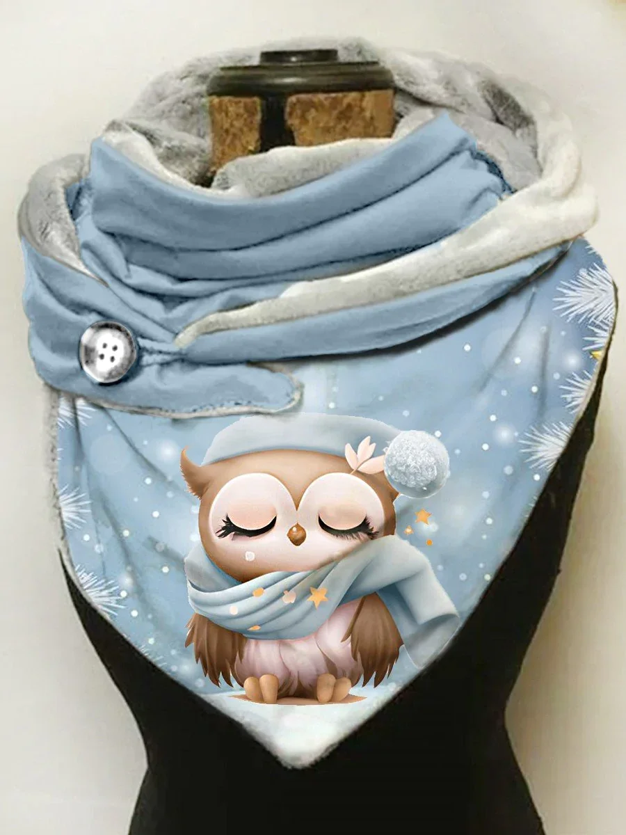 

Флисовый шарф и шаль с напуском и принтом совы