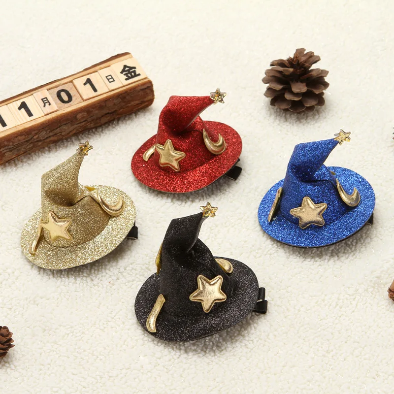 

Pet Halloween Hair Accessories New Pet Funny Decoration Halloween Selling Cute Wizard Hat Hairpin Clip Dog Grooming для собак