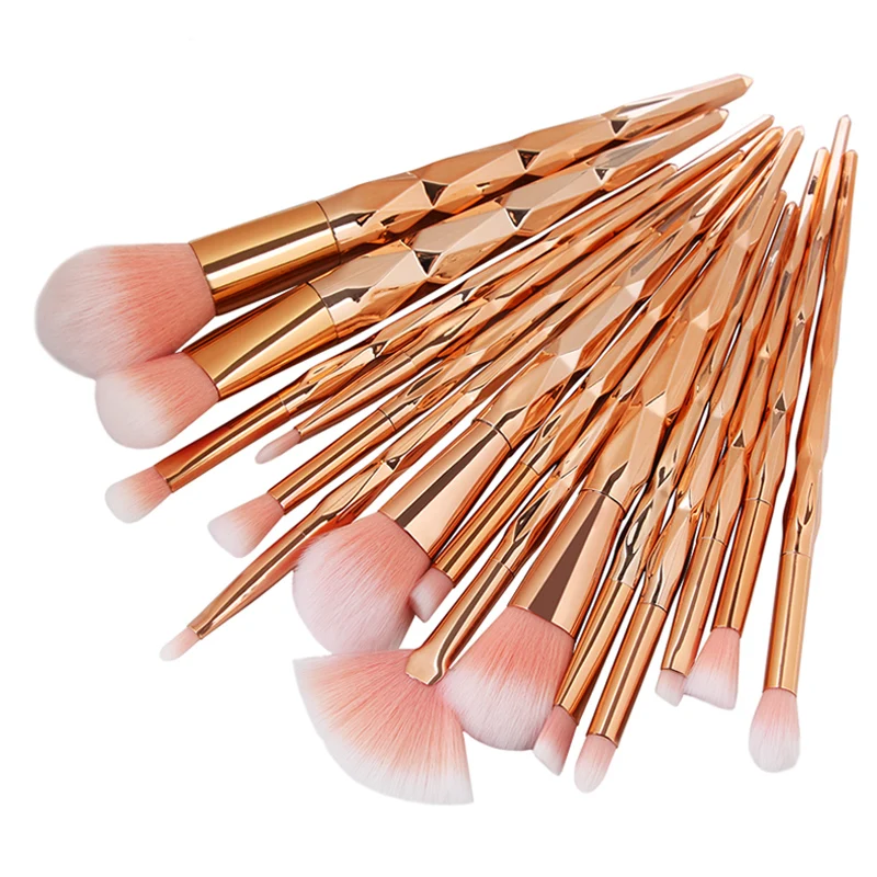 

15pcs 3D Full Function Makeup Brush Kit Makeup Brushes Set High Quality Foundation Blusher Powder Brush Tools Flat Eyeliner