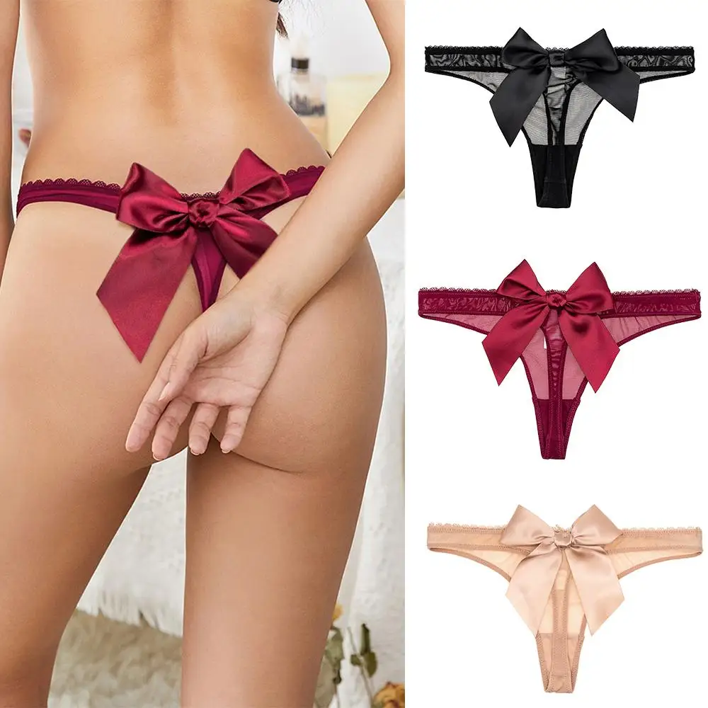 

3 Pack Low Waist See Through Panties Cotton Crotch Lace Mesh Thongs for Women Sexy Panties