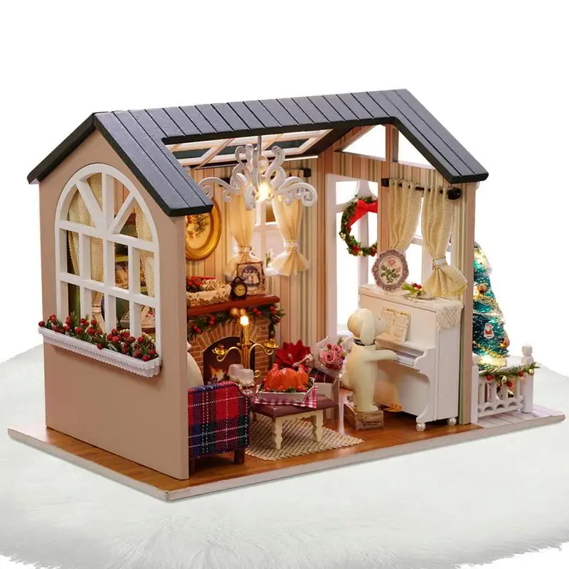 

Miniature Dollhouse Kit Miniature DIY Craft Kits For Adult To Build Tiny House Model Christmas Decorations Valentine's Gifts For