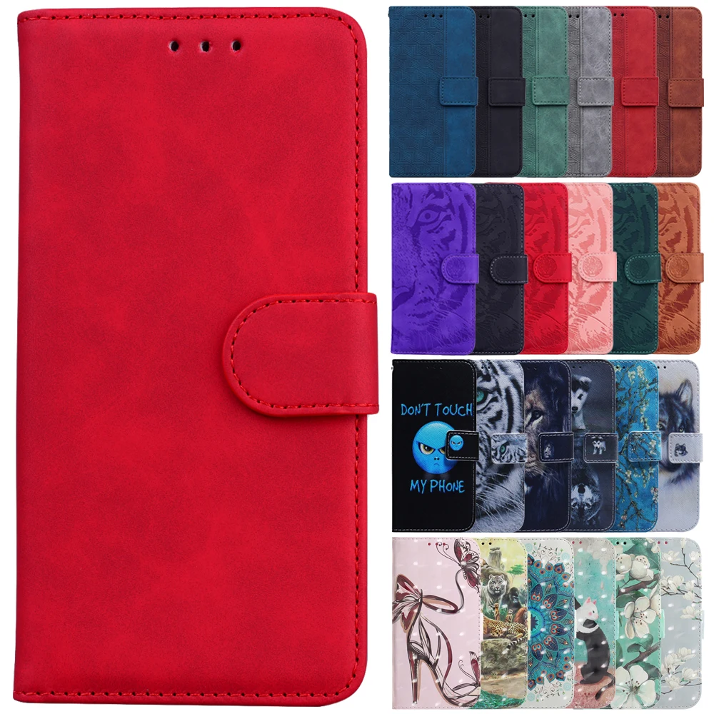 For Xiaomi Redmi 12C Case Solid Color Printed Leather Flip Phone Case for Xiaomi Redmi 12C Cover Redmi12C 12 C Card Slots Fundas