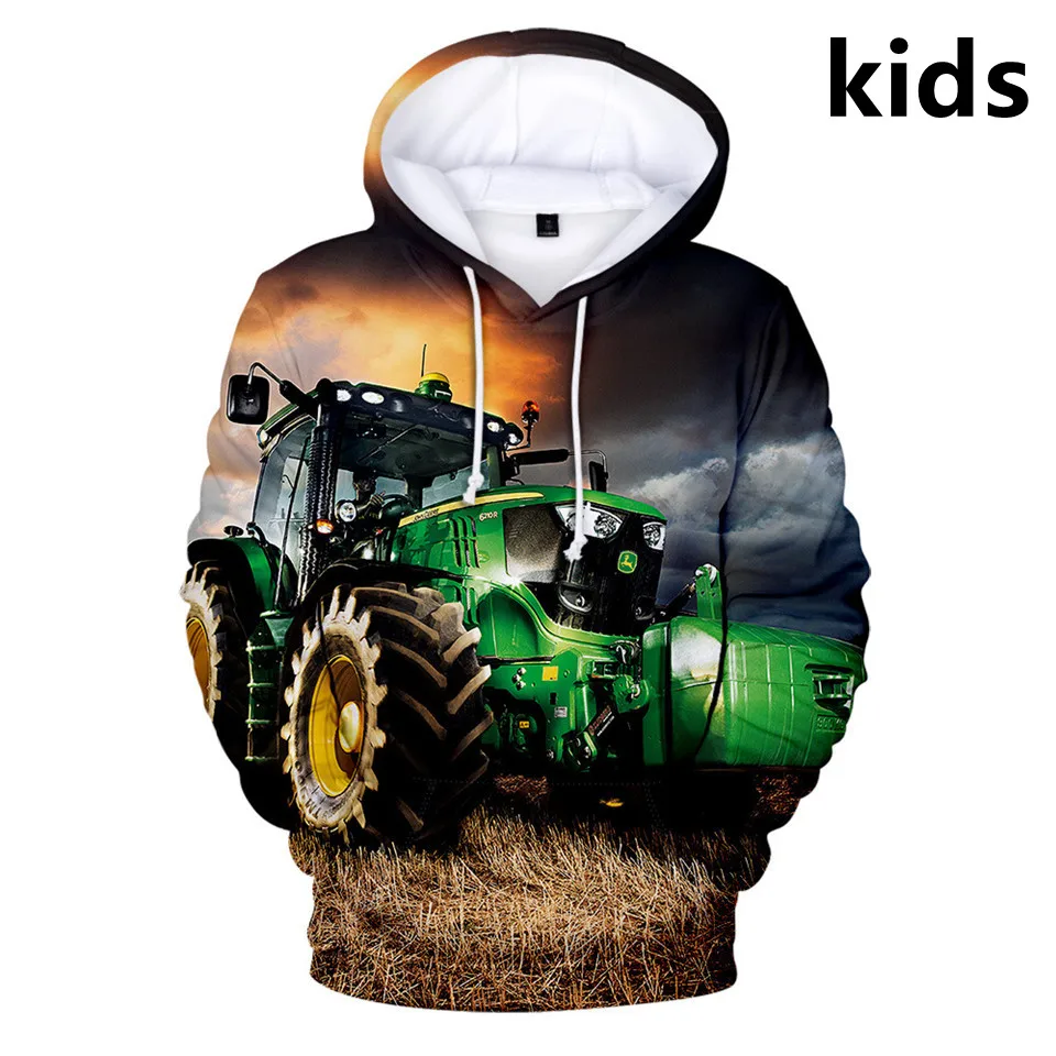

Tractor Pattern Clothing Kids Boy Girl Long Sleeve Hoodies Sweatshirt Funny Truck Cartoon Children Hoodie Pullover Clothing Tops