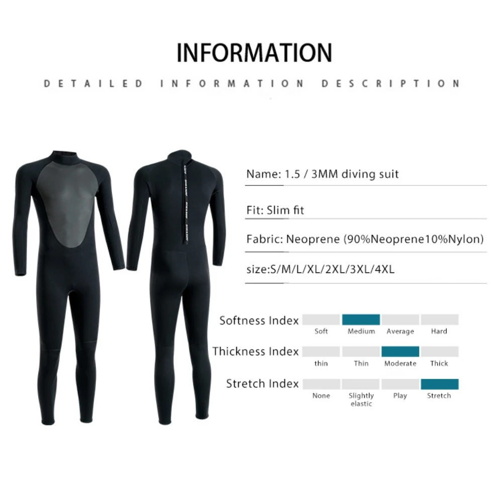 1.5MM/3MM Neoprene Scuba Diving Wetsuit Full Body Thermal Waterproof Diving Suits Winter Warm Men Underwater Freediving Swimsuit