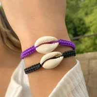boho rope weave couple bracelet adjustable tassel hand chain for menwomen trendy summer shell bracelet set 2022 fashion jewelry
