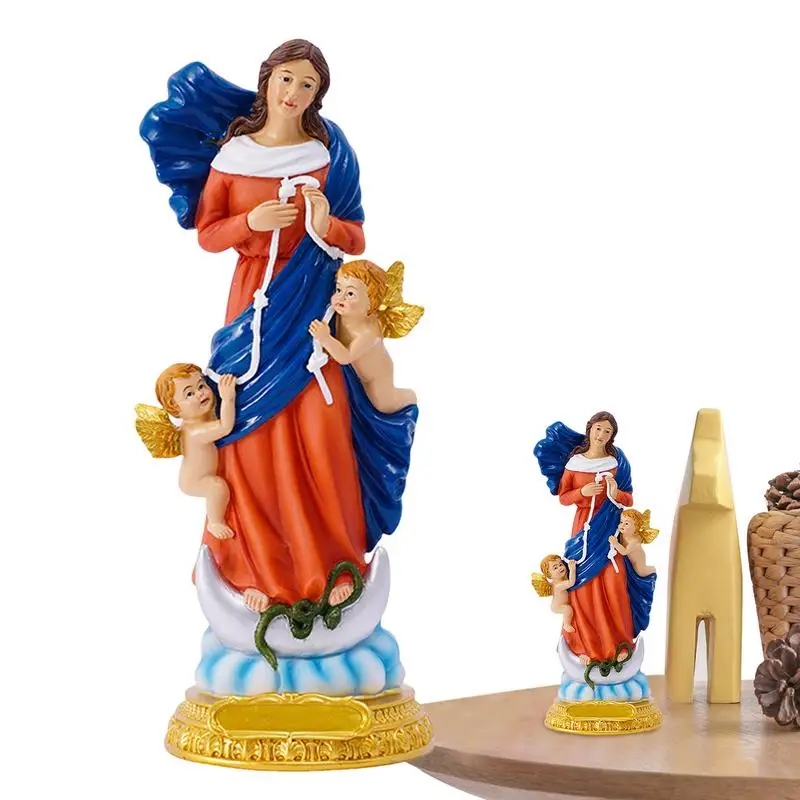 

Blessed Mother Statue Carving Resin Figurine Of Mary With Bright Colors Seasonal Decors For Computer Table Bedside Desks Coffee