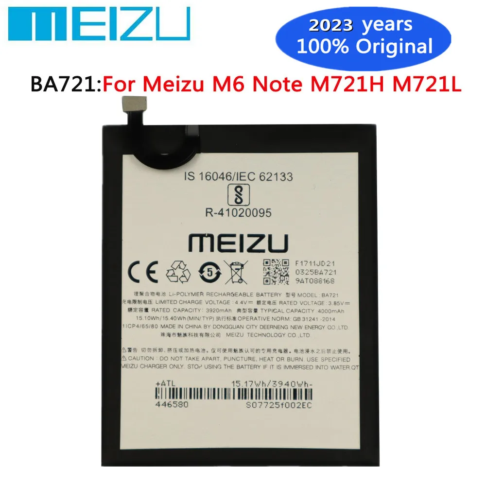 2023 год новый оригинальный аккумулятор для Meizu M6 Note Note6 M721H M721L M721Q 4000Ah BA721 мобильный телефон аккумулятор