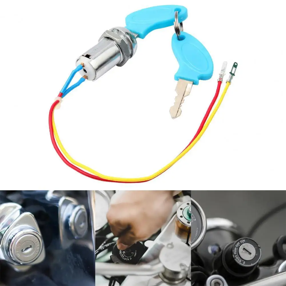 Dropshipping!! 1 Set Ignition Switch Reliable Easy to Use Convenient 2 Wire Key Ignition Lock Cylinder for Electric Scooter