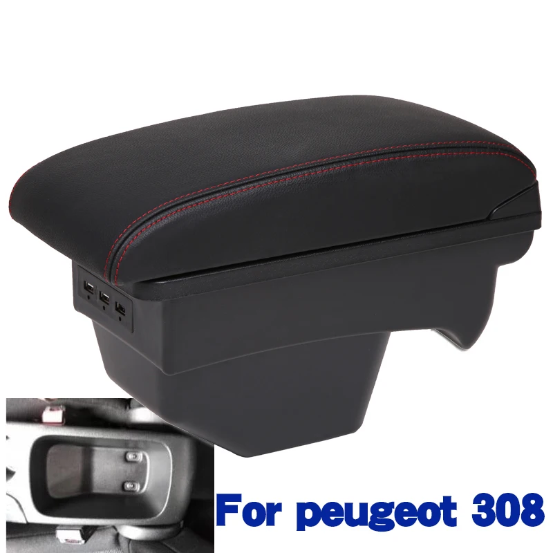 

For peugeot 308 Armrest box For 308 SW Peugeot 309 Car Armrest box Retrofit parts Interior Storage box accessories USB LED