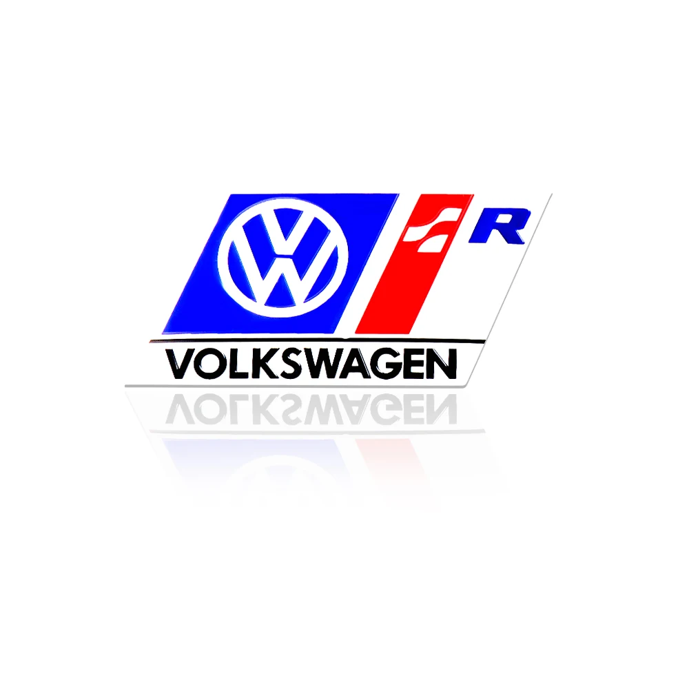 

Алюминиевая наклейка на боковое крыло автомобиля, значок из сплава, авто логотип, наклейка на задний багажник для Volkswagen VW R Motor Sport Golf Beetle MK6 Scirocco