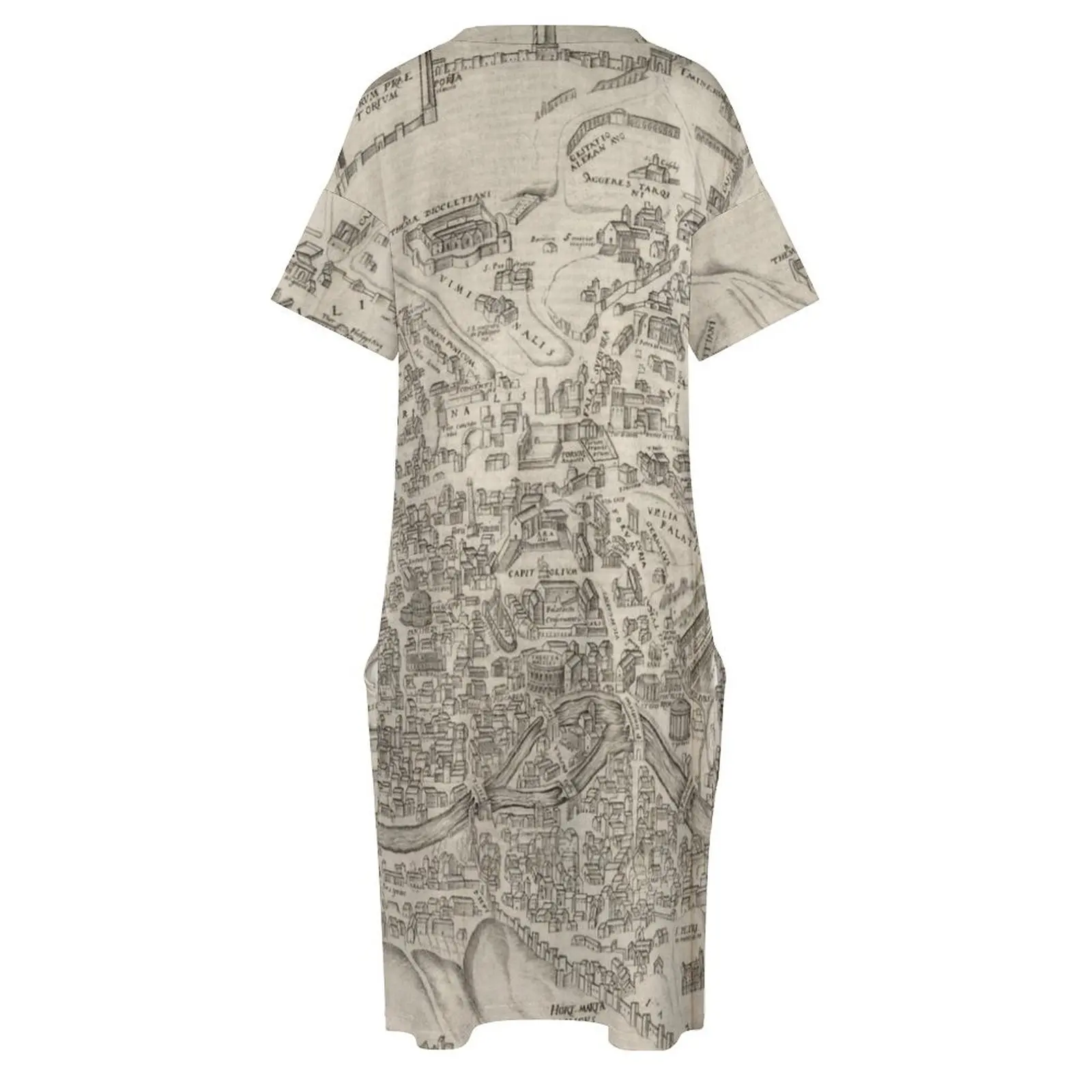 Винтажная картина Рима Италия (1575) Свободное платье с карманами элегантные