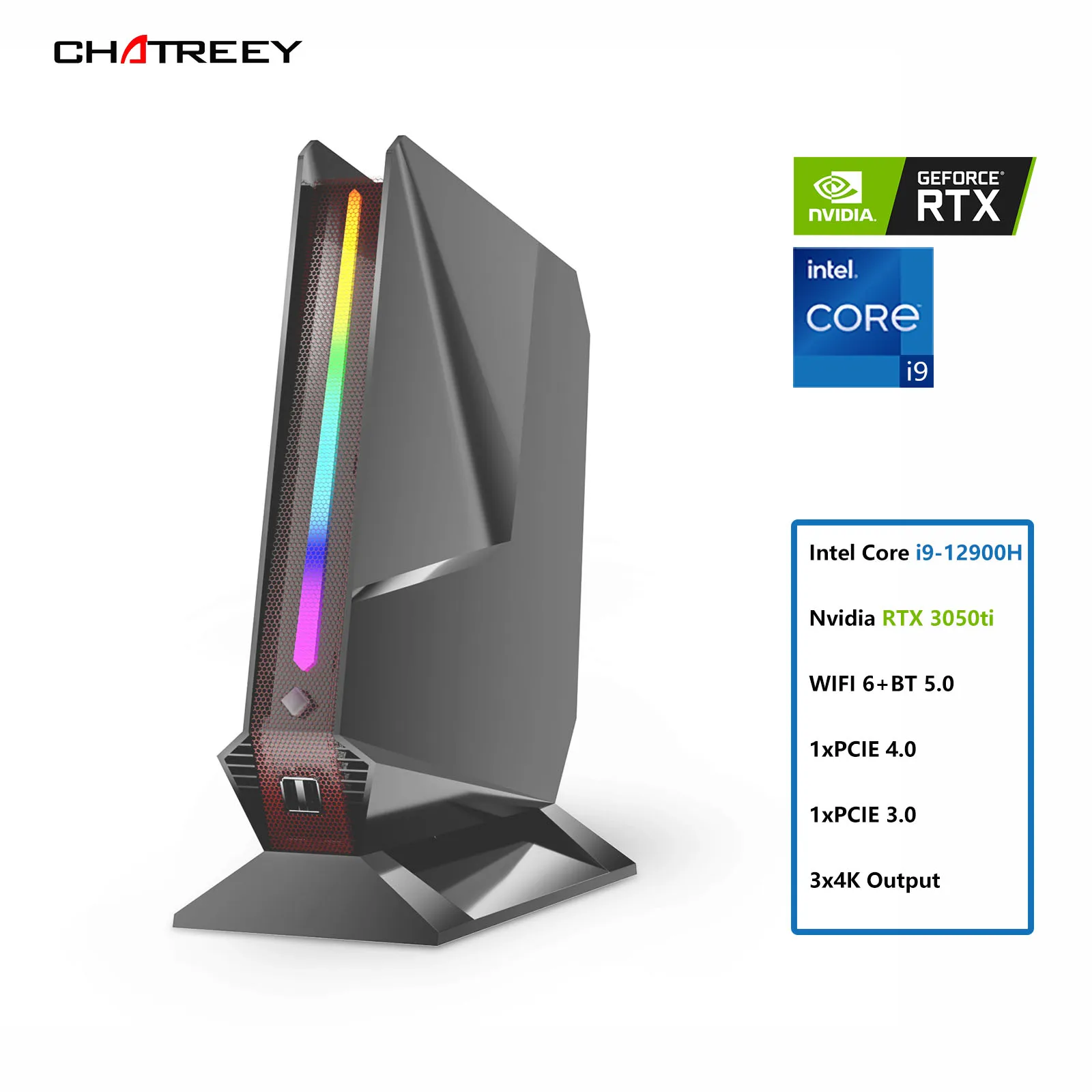 Мини-ПК Chatreey Intel Core i9 12900H i7 12700H игровой настольный компьютер Nvidia RTX3050 PCIE 4 0 Wifi 6 BT5.0