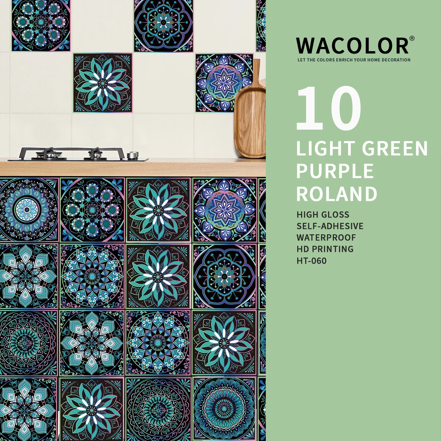 

Mandala Pattern Wall Wallpaper Self-adhesive Wallpaper Home Kitchen Oil-proof Tile Sticker Bathroom Wall Waterproof Wall Sticker