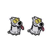vintage dog anime icons studs earrings for womans stainless steel piercing korea earrings cool enamel jewelry girls for gifts