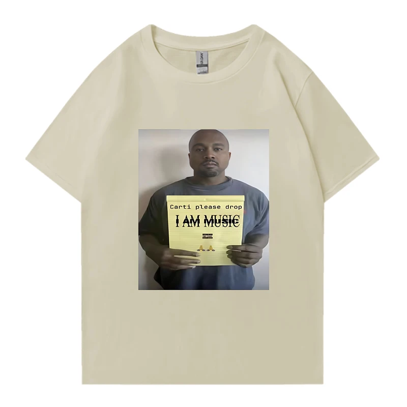 Фото Забавная футболка Playboi Carti Kanye West I Am Music с рисунком для мужчин и женщин, модные футболки в стиле хип-хоп с короткими рукавами, хлопковая футболка, уличная одежда №3