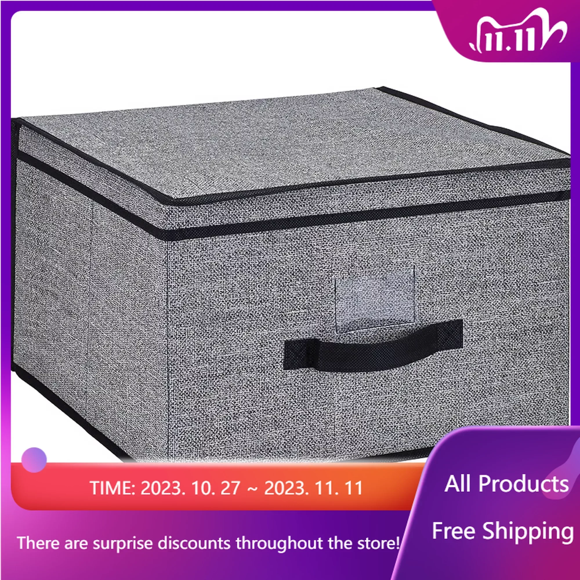 

11.22 Gallon Jumbo Fabric Storage Boxes, Black Storage Box Organizer Box Fast Transportation Sales Promotion