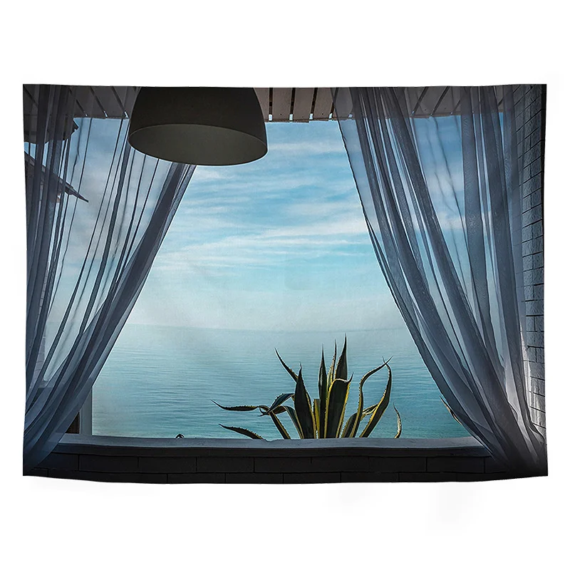 Красивый гобелен с изображением Морского Пейзажа лодкой украшение для стен дома