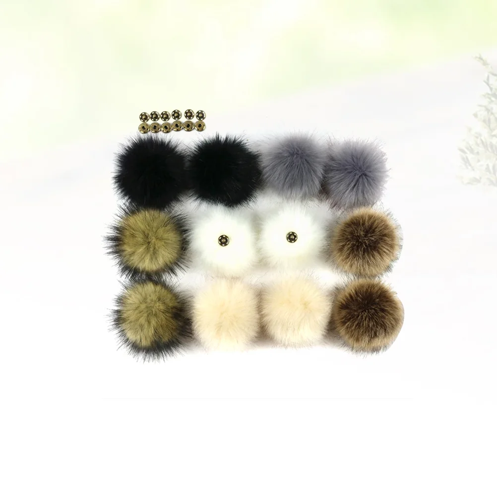 

12pcs Large Fluffy Natural Plush Hat Pendant Decoration for Women Kids Hats with Button(8cm in a diameter)