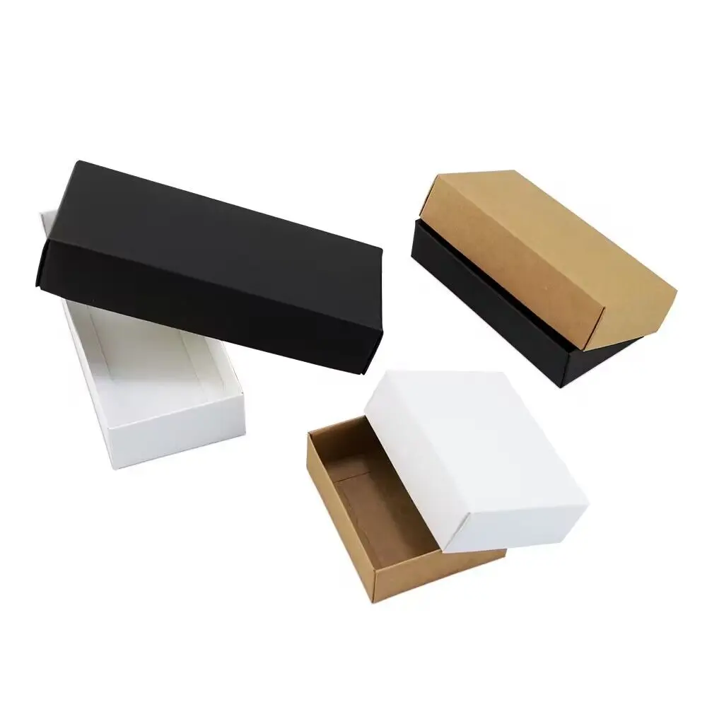 

10pcs/lot 10 Sizes Kraft Black White Paper Box Blank Paper Gift Packaging Box Cardboard Box With Lid Gift Large Carton Boxes