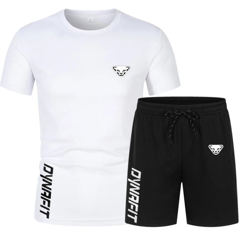 Summer brand new DYNRFIT men's sports T-shirt + shorts set brand casual breathable jogging pants hip-hop fashion clothing 2023