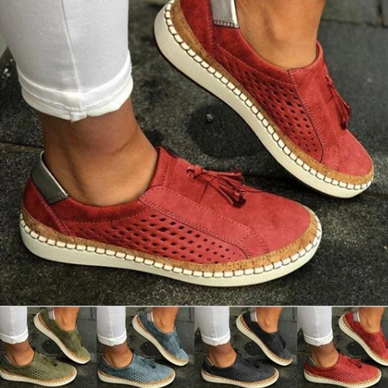 

2022 Slip On Women Sneakers Shallow Loafers Vulcanized Shoes Breathable Hollow Out Female Casual Flats Ladies Comfortable