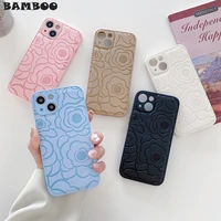 camellia pattern leather shockproof case for iphone 13 12 mini 11 pro max x xs xr 8 7 plus se 3 2 camera protection cover fundas