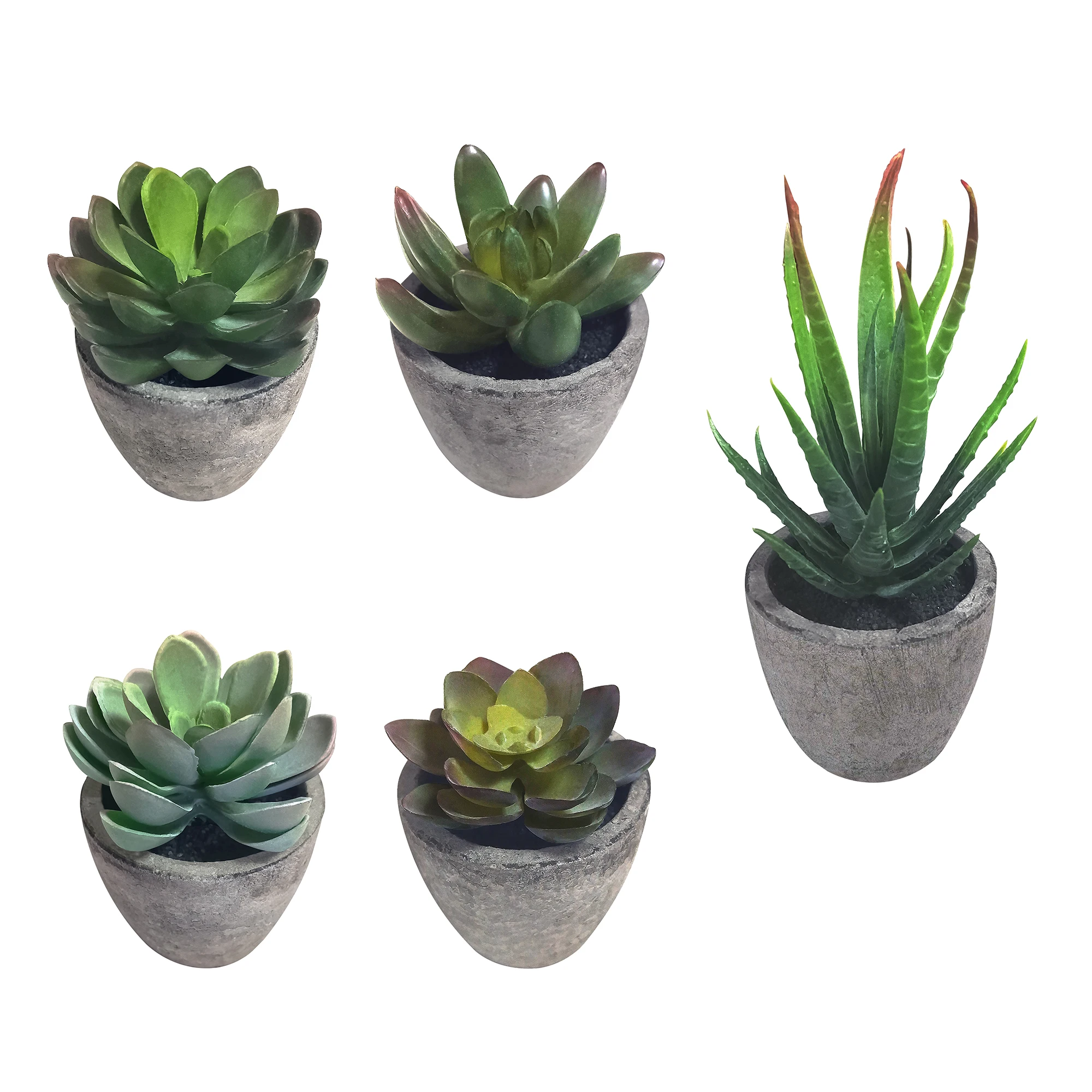 5pcs Artificial Succulent Plants Lifelike Mini Faux Succulent Plant With Gray Pots For Home Decor images - 6