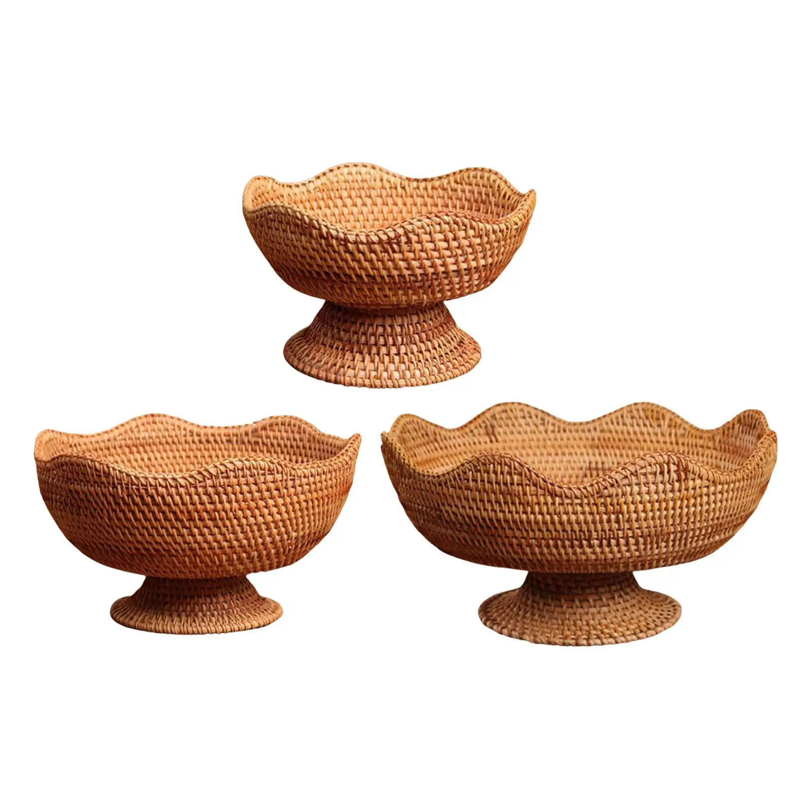 

Footed Fruit Basket Pantry Organizer Kitchen Coffee Tea Holder Woven Fruit Basket for Sundries Makeup Party Dining Room Picnic