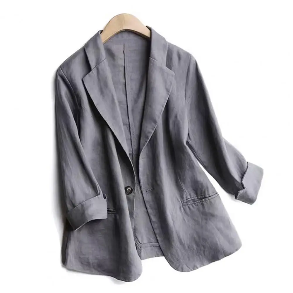 

Chic Women Jacket OL Pockets Formal Lady Blazer Breathable Firm Stitching Women Suit Coat Garment