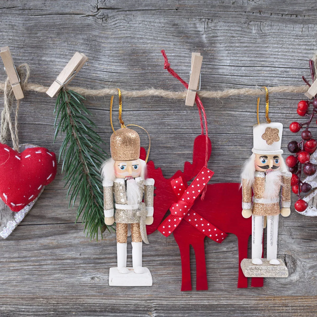 

Christmas Wooden Doll home decor Christmas Nutcracker Doll Pendant Creative Glittering Powder Doll Ornament for navidad