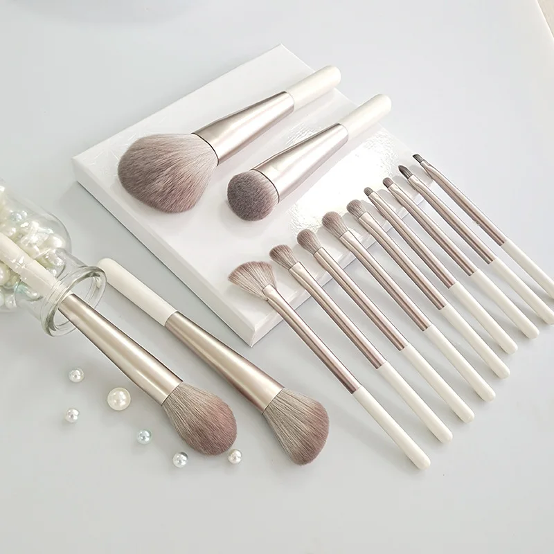 

13PCS White Moon Light Makeup Brush Set Romantic Complete Brush Kit Cosmetics Foundation Eye Concealer Blush Makeup Brush Tool