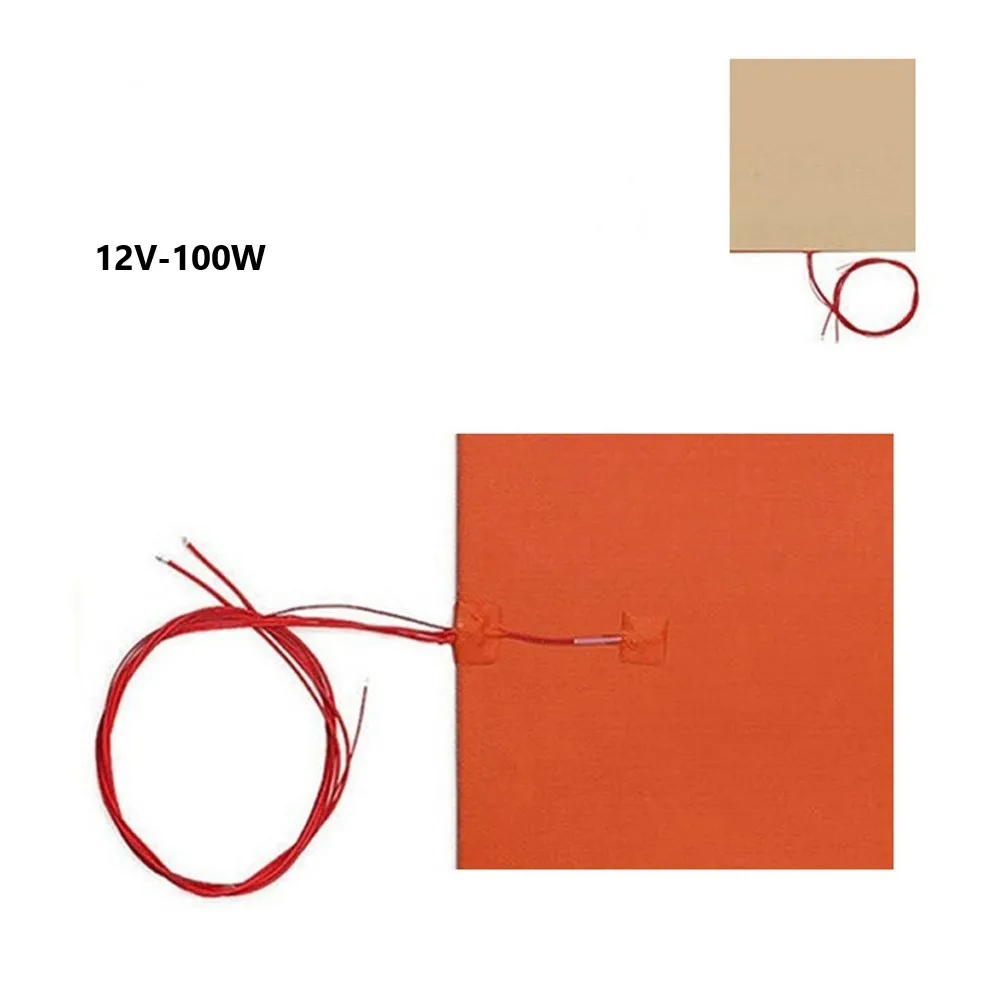 

100*100mm 12V 100W Silicone Heater Mat Pad For Printer Heated Bed Heating Heating Pad 3DPrinter Heater Heatbed